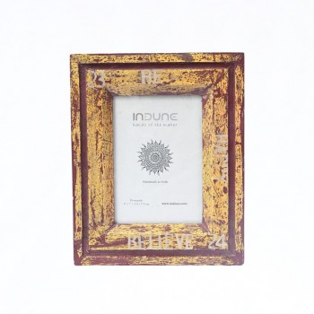 Distressed Golden Wooden Photo Frame