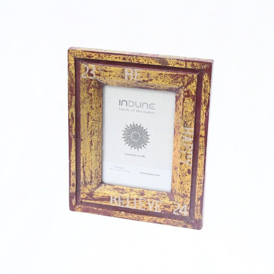 Distressed Golden Wooden Photo Frame