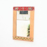 Traditional Hand painted Elephant Border Wooden Mirror Frame