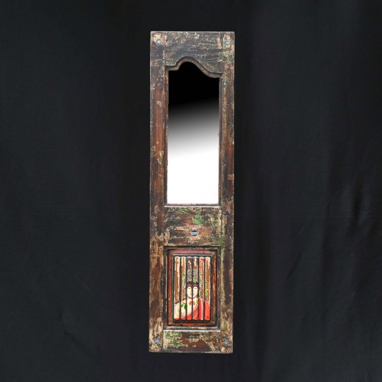 Old Vintage Wooden Buddha Mirror Frame