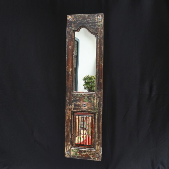 Old Vintage Wooden Buddha Mirror Frame