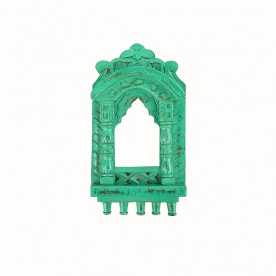 Traditional Wooden Jharokha In Bright Green - 16"