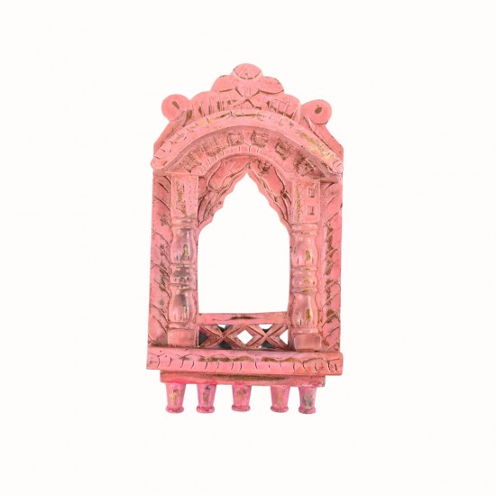 Traditional Wooden Jharokha In Bright Pink - 16"