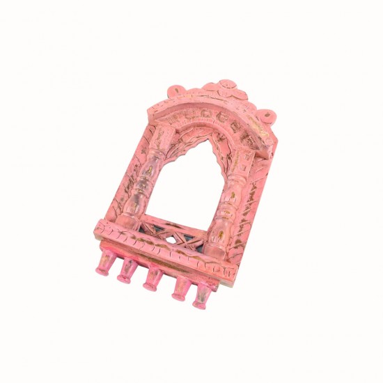 Traditional Wooden Jharokha In Bright Pink - 16"