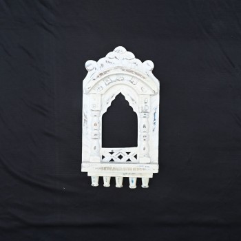 Traditional Wooden White Jharokha With the Tinch of Blue - 16"