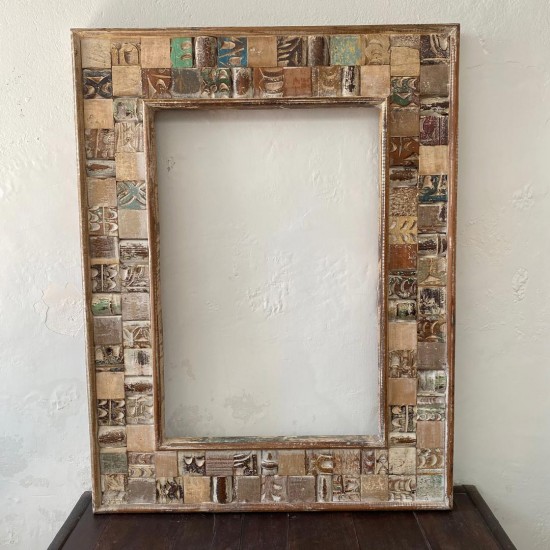 Reclaimed Wood Mosaic Mirror Frame