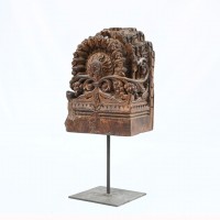 Vintage Wooden Block on Iron Stand With Hand Carving