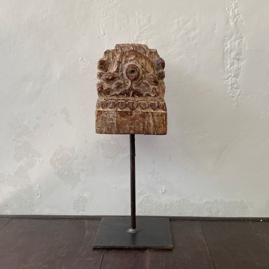 White Vintage Wooden Block on Iron Stand