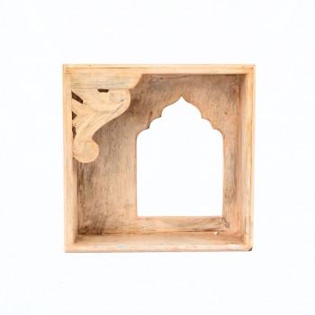 Traditional Carved Wooden Box Mirror Frame in Distressed White