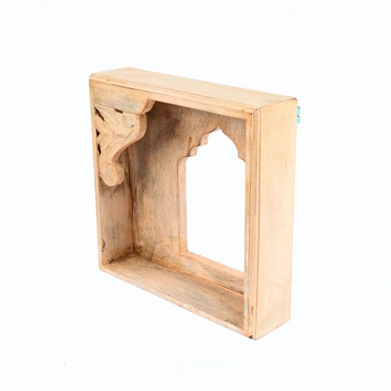 Traditional Carved Wooden Box Mirror Frame in Distressed White