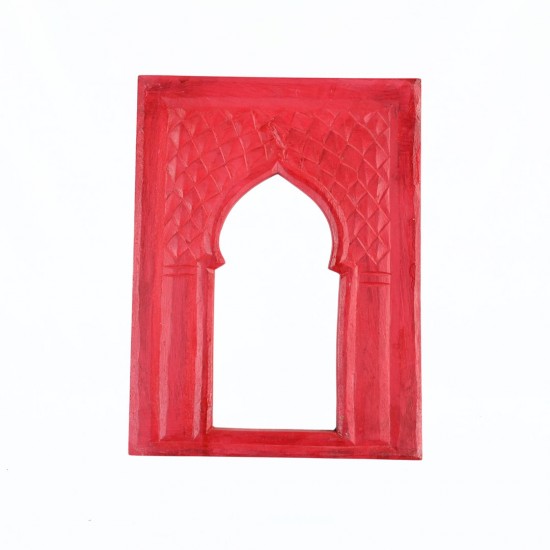 Traditonal zig zag carving window frame - Red