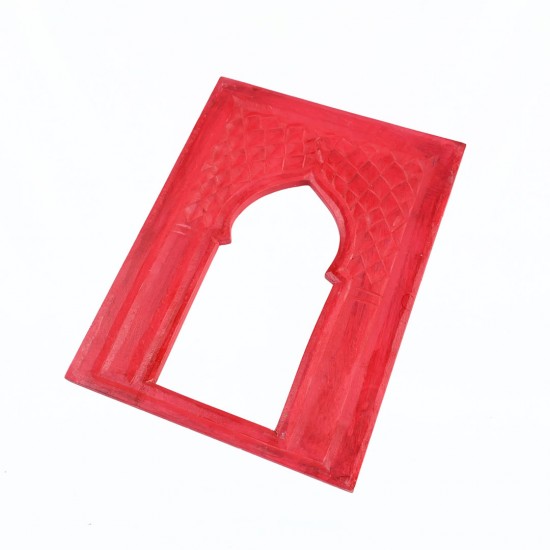 Traditonal zig zag carving window frame - Red