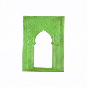 Traditonal zig zag carving window frame - Green