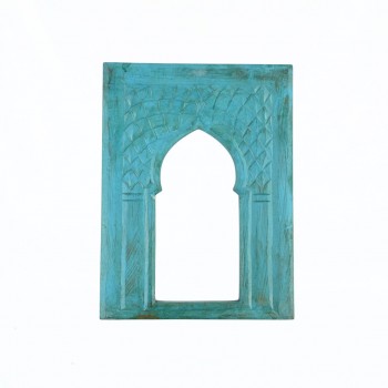 Traditonal zig zag carving window frame - Blue