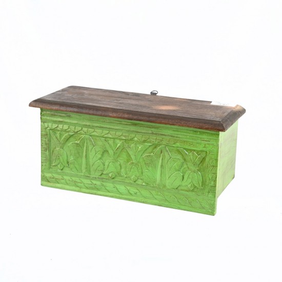 Wooden Carved Wall shelf in Solid Green 