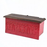 Wooden Carved Wall shelf in Solid Red