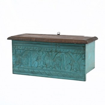 Wooden Carved Wall shelf in Solid Blue