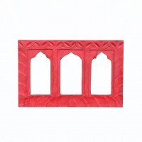 Elegant Wooden Window Wall Frame In Red