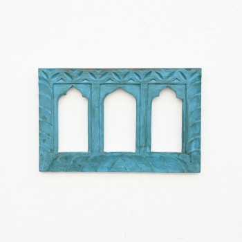 Elegant Wooden Window Wall Frame In Blue