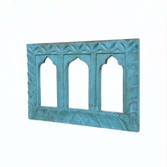 Elegant Wooden Window Wall Frame In Blue