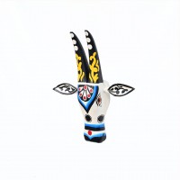 Hand Painted Wooden Cow Face in White/Black