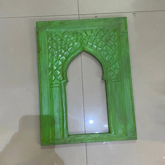 Traditonal zig zag carving window frame - Green