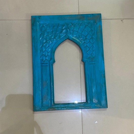 Traditonal zig zag carving window frame - Blue