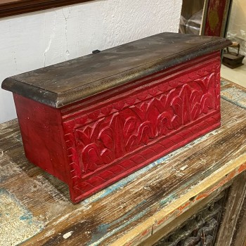 Wooden Carved Wall shelf in Solid Red