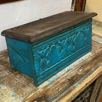 Wooden Carved Wall shelf in Solid Blue