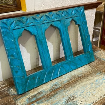 Elegant Wooden Window Wall Frame In Blue