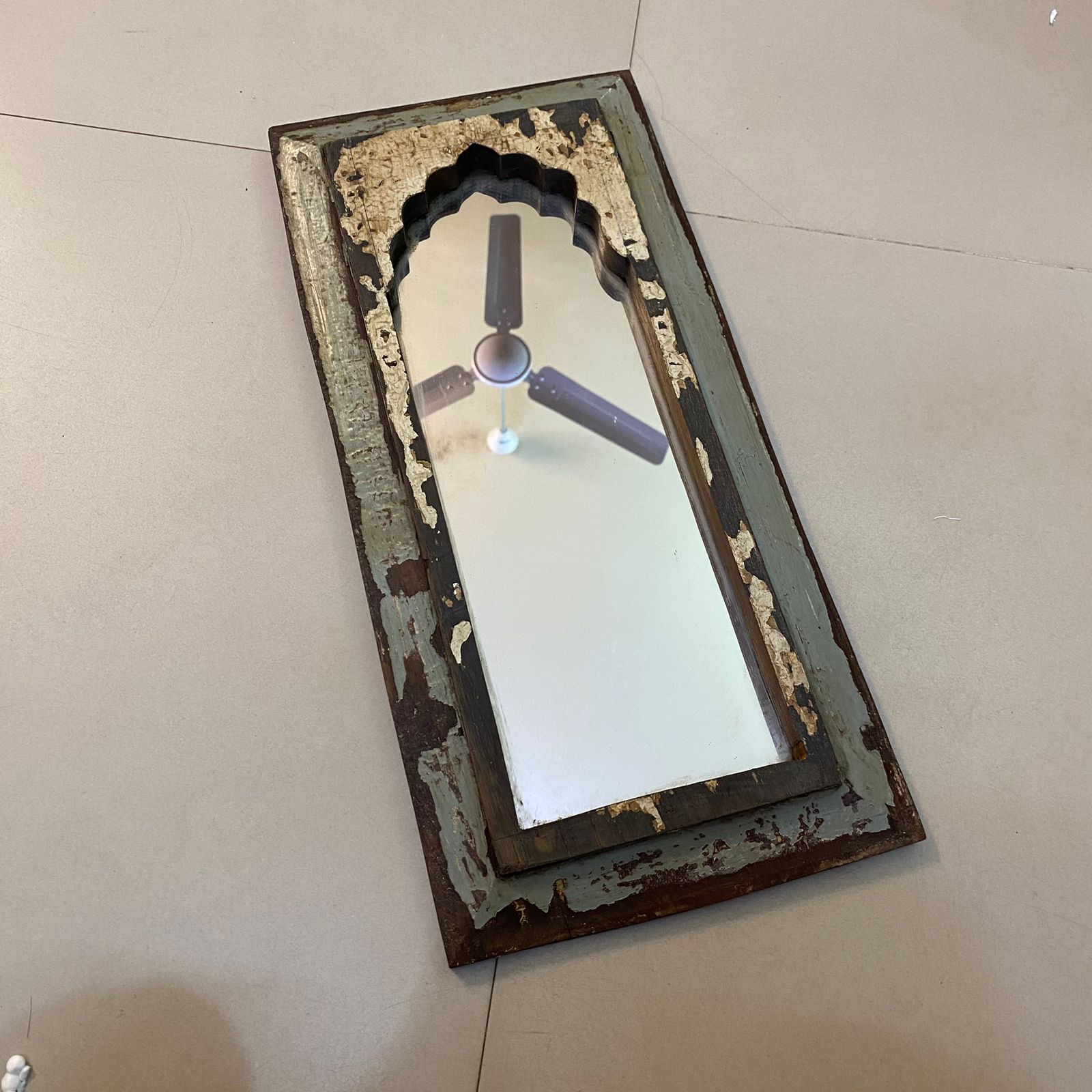 Reclaimed vintage wooden wall mirror 18 inch