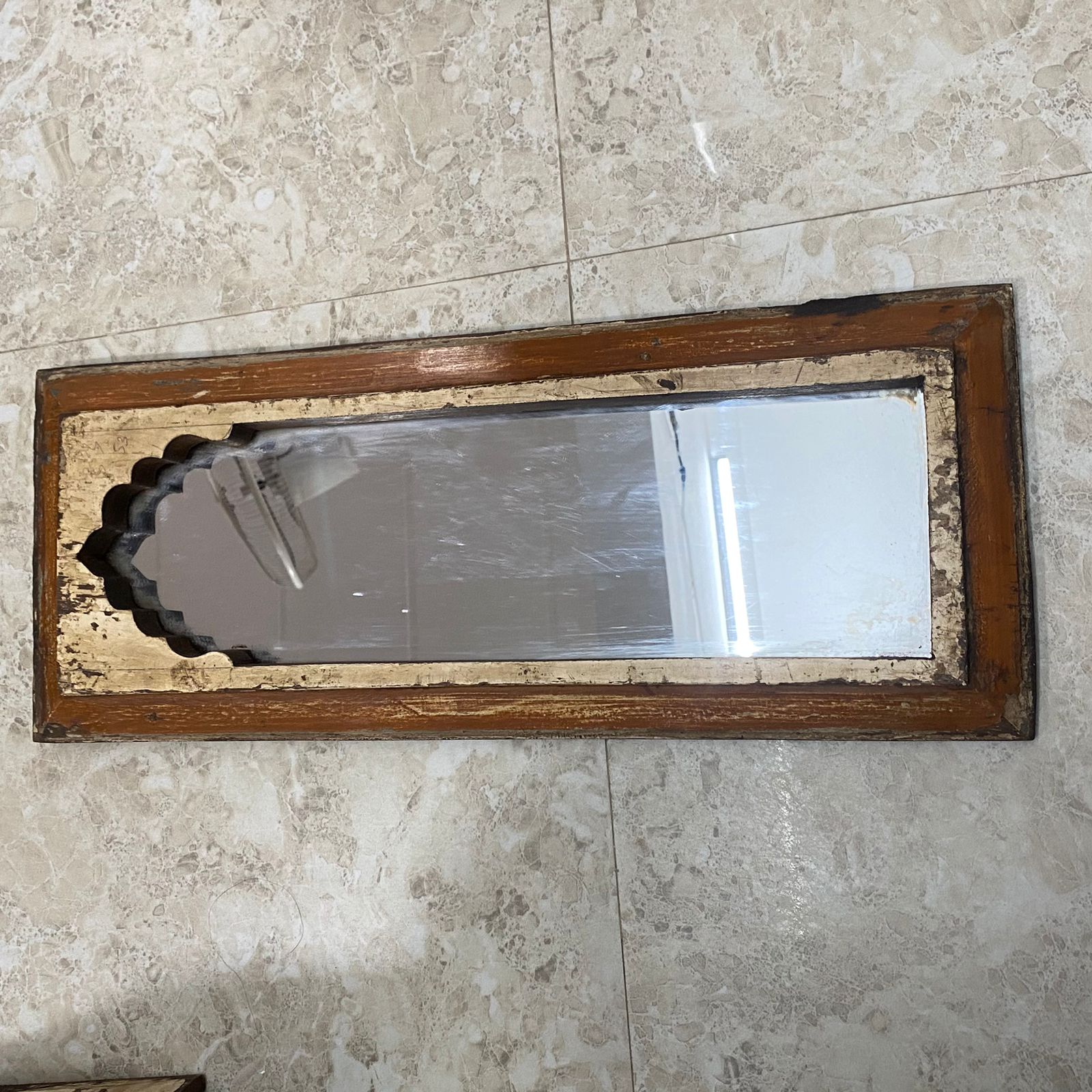 Reclaimed vintage wooden wall mirror 21"