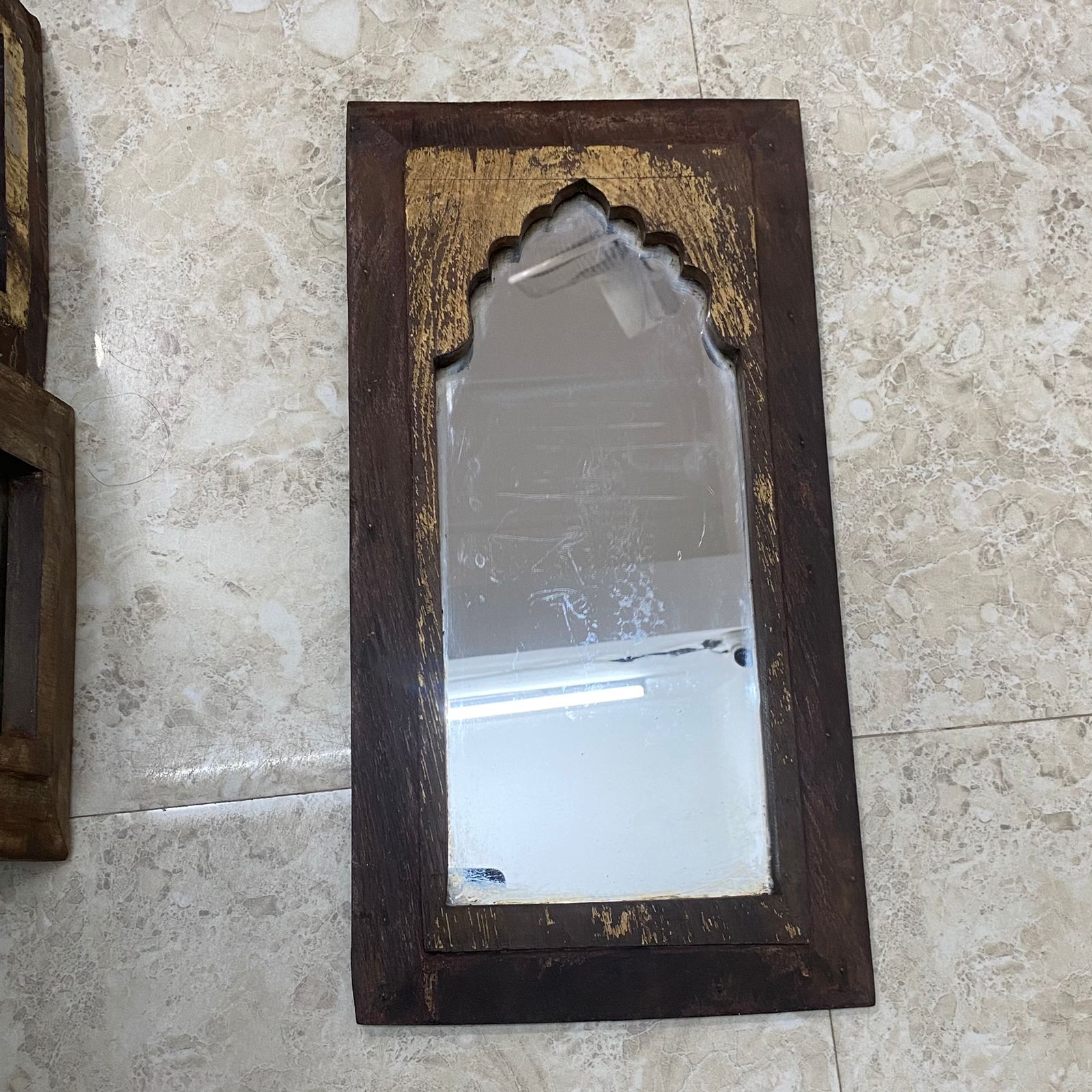 Timeless vintage wooden wall mirror 19"