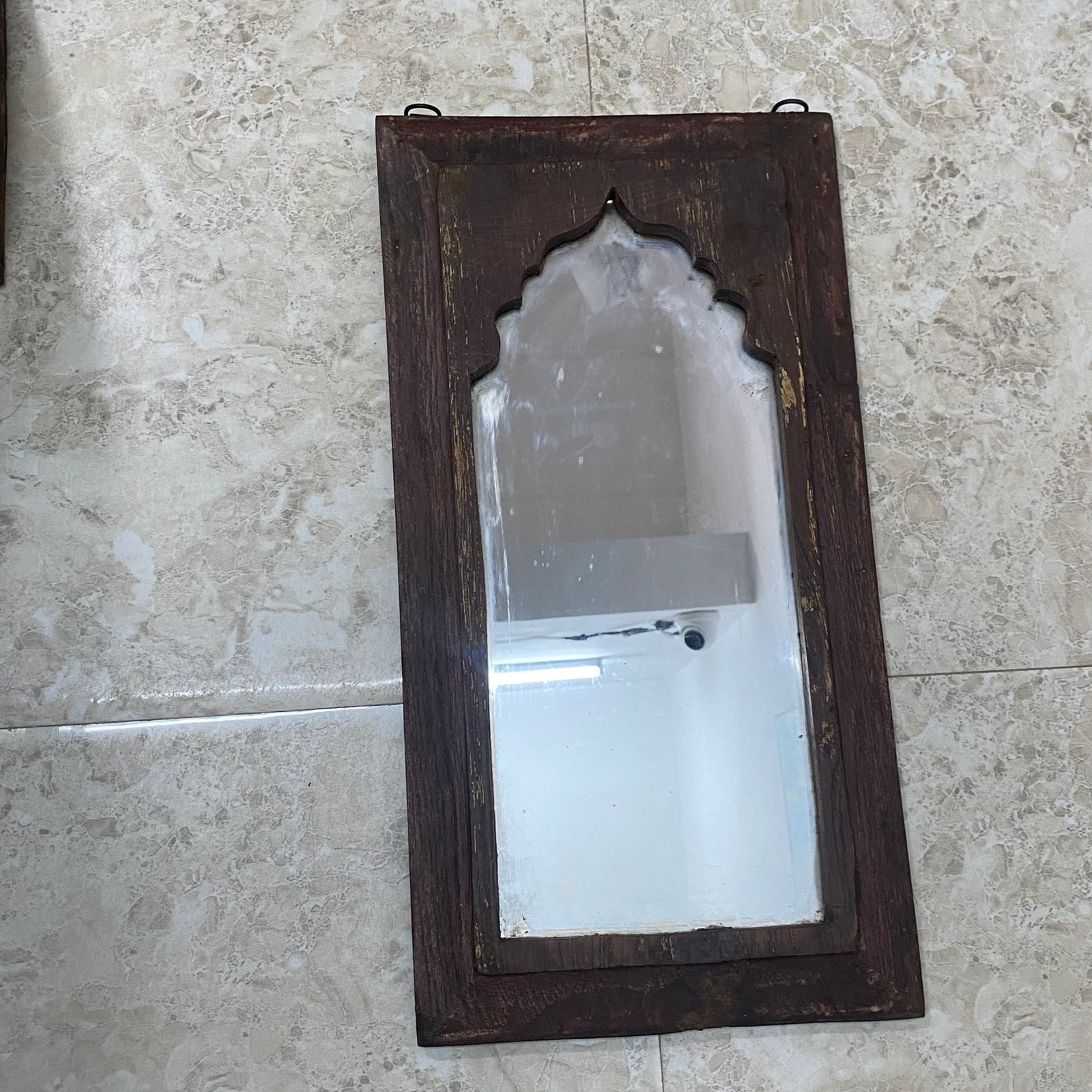 Timeless vintage wooden wall mirror frame 19"