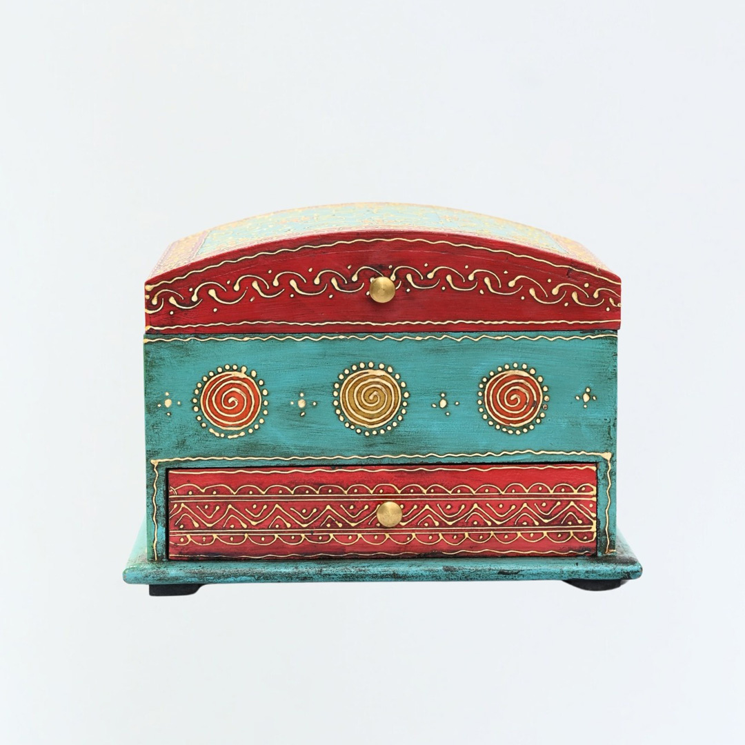 Hand painted jewellery box and organizer - Blue