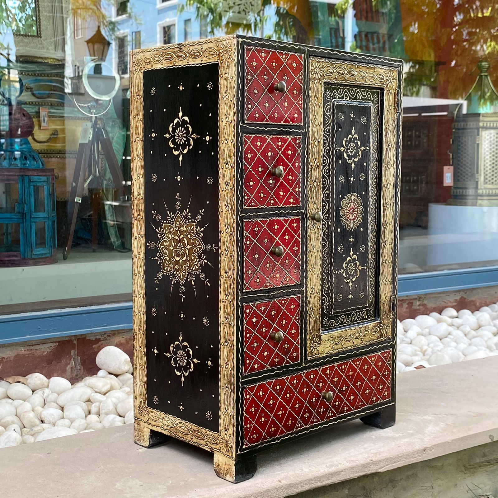 Traditional hand painted wooden cabinet