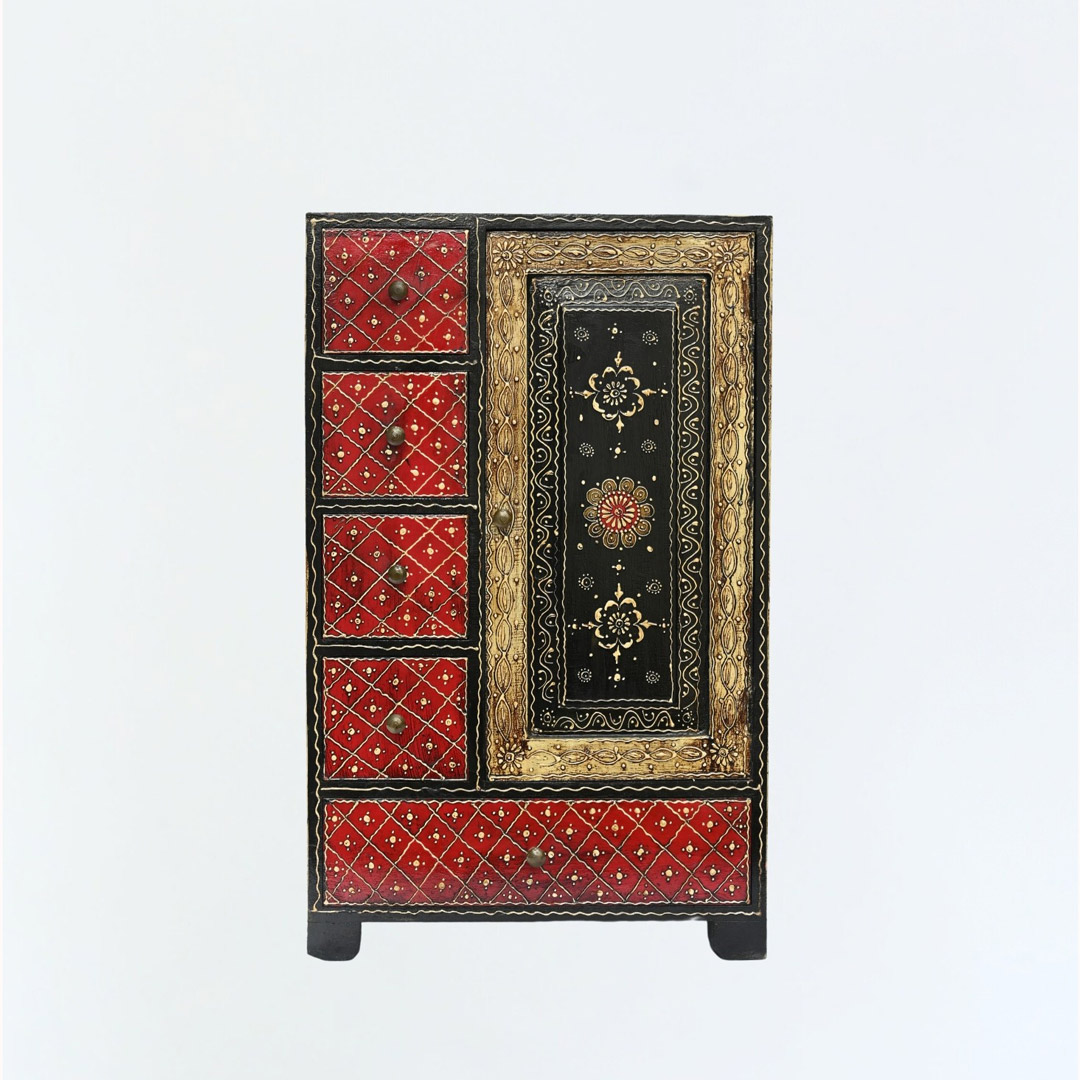 Traditional hand painted wooden cabinet