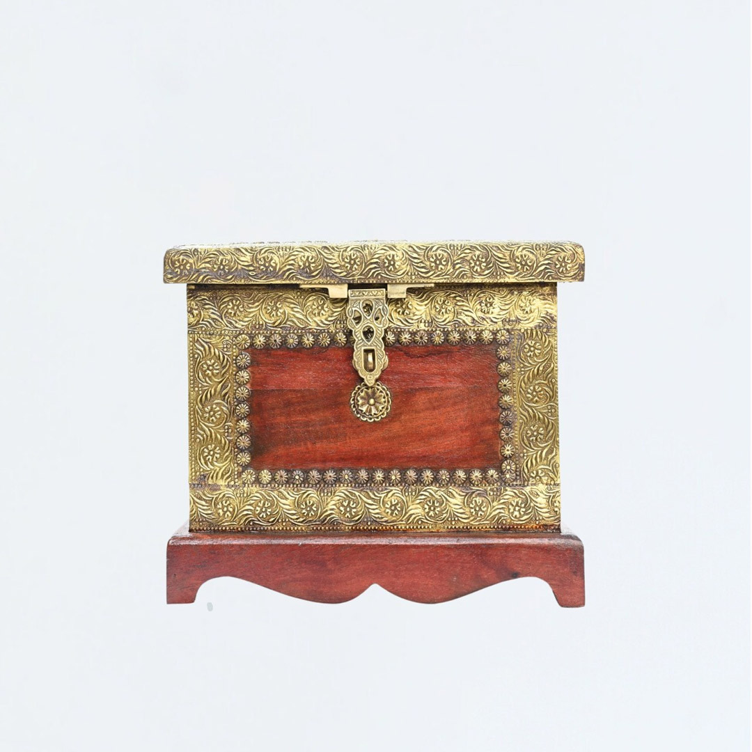 Fine Brass Art Wooden box and Organizer