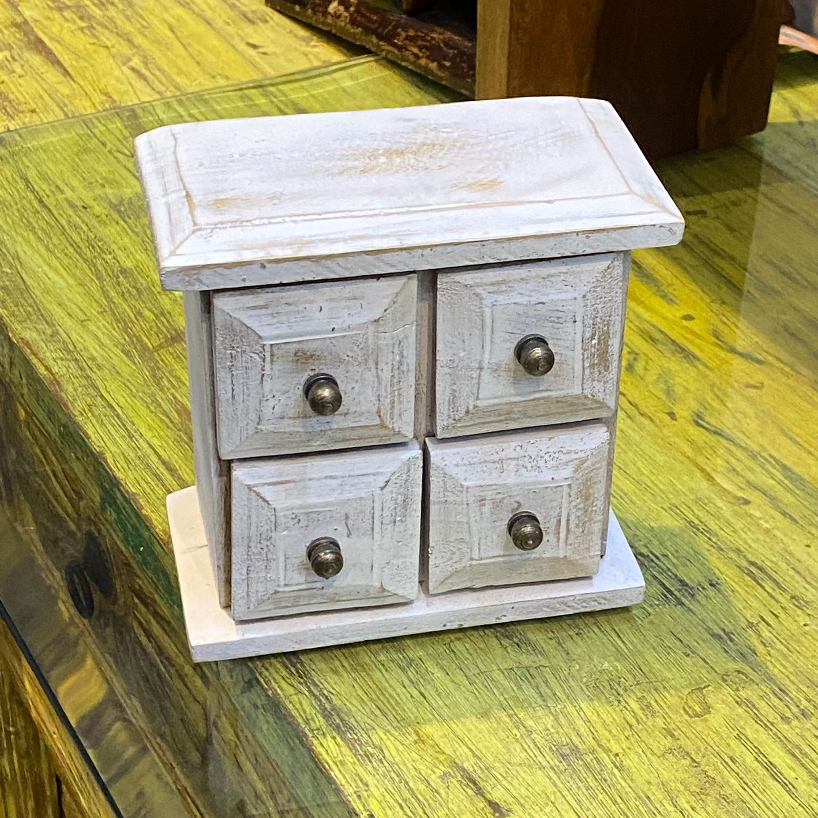 White Distressed Mini Chest of Drawers