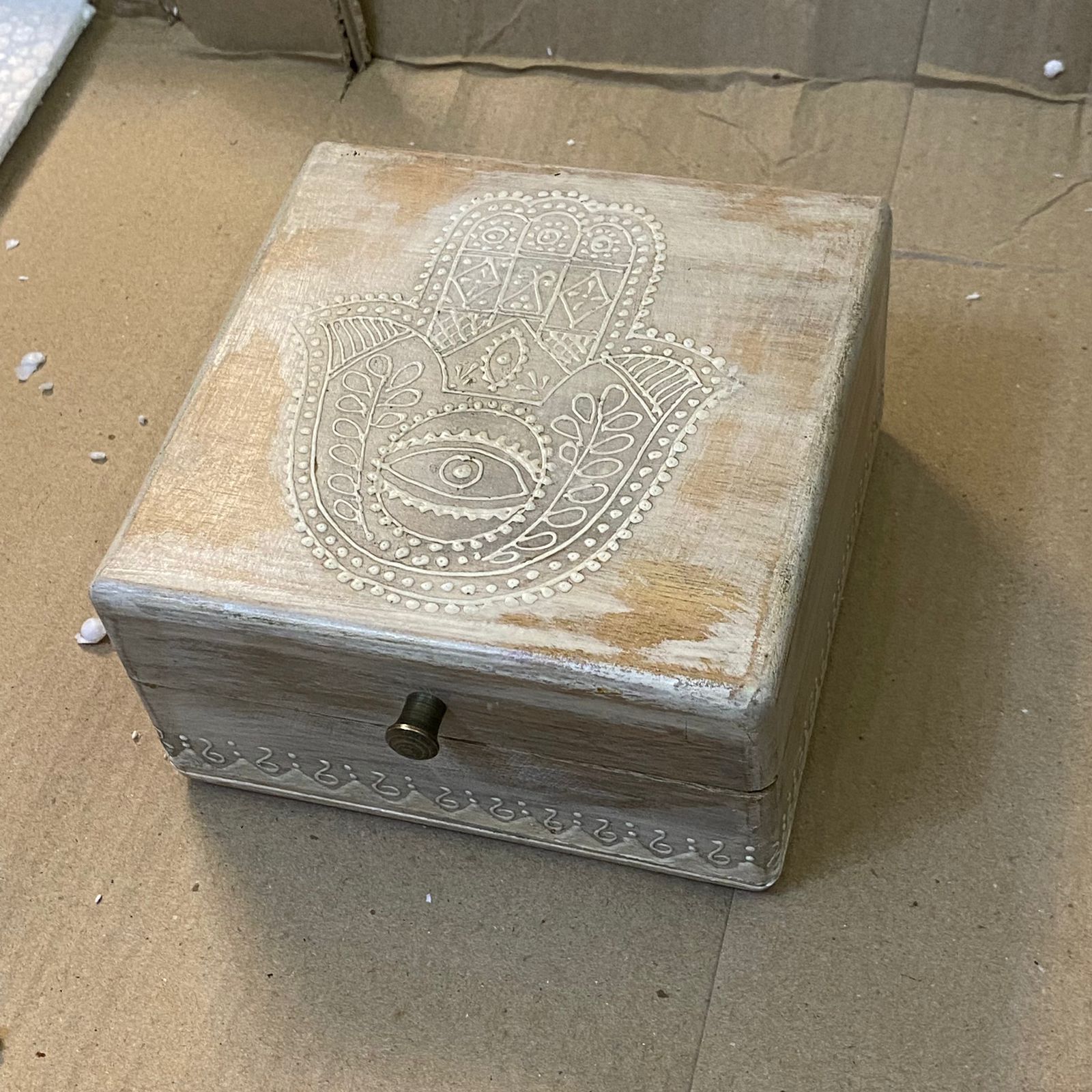 Distressed White Wooden Trinket Box