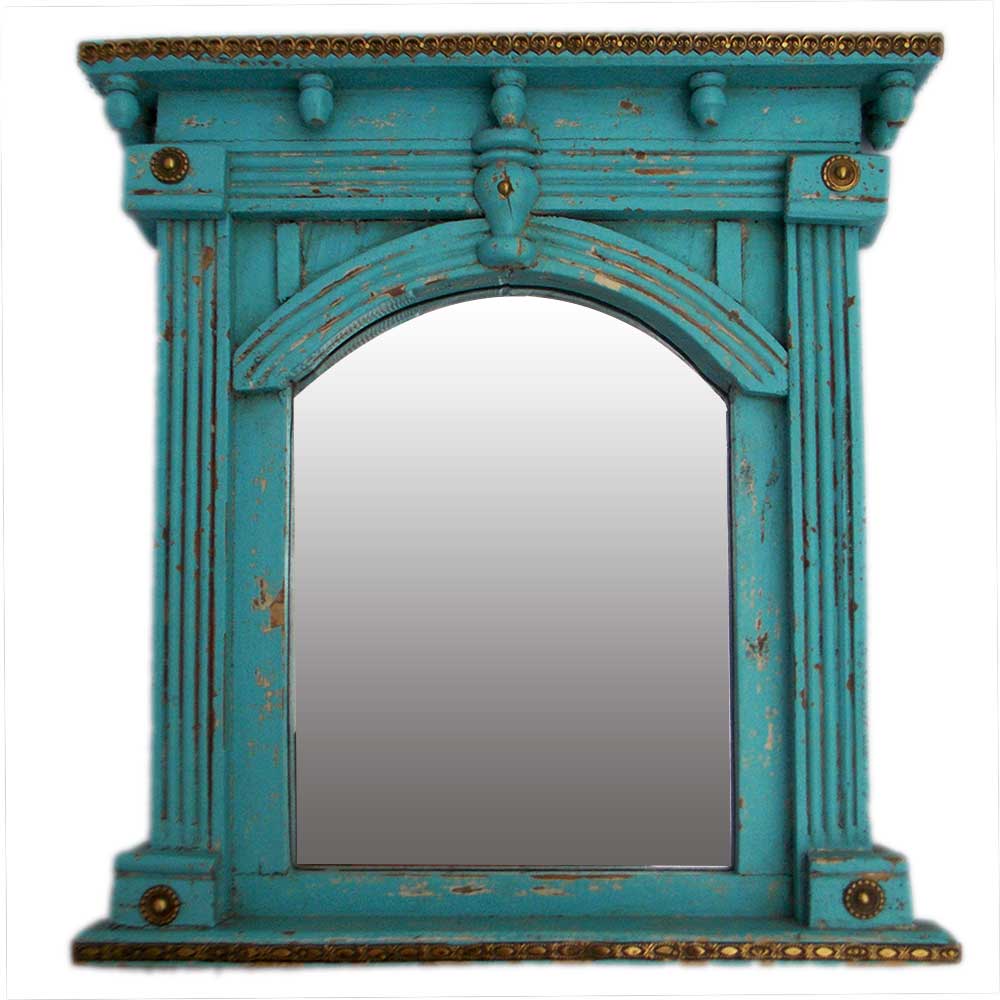 Dark Blue Antique Rustic Wall Mirror Rectangular Wooden Frame 106x76cm ( 42x30)