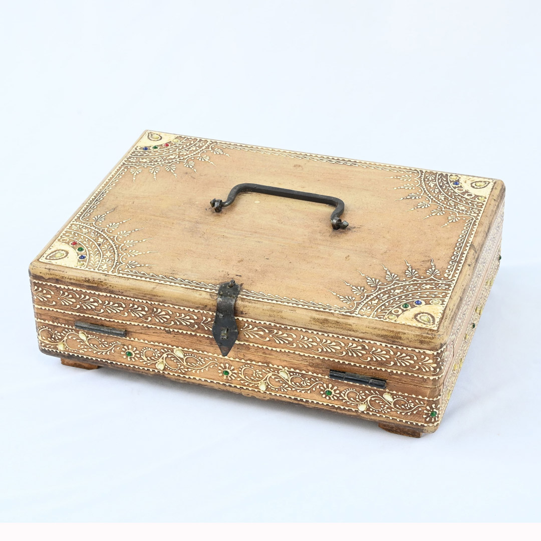 Elegant Wooden Office Box with Traditional Hand Work